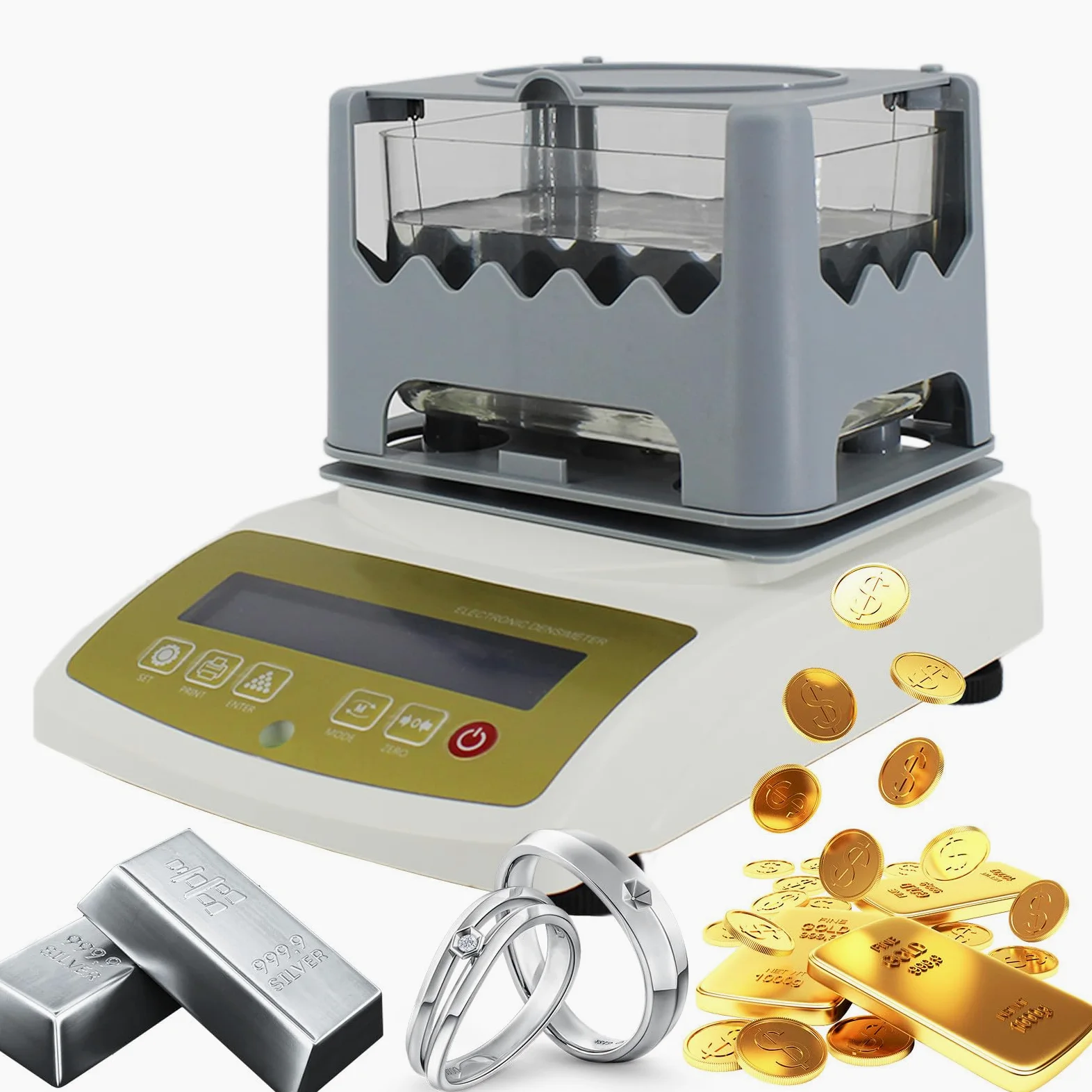 Probador electrónico de pureza de Oro, comprobador Digital de autenticidad de Metales Preciosos, medidor de pureza de Oro, densímetro para Laboratorios, joyerías y Bancos 300K