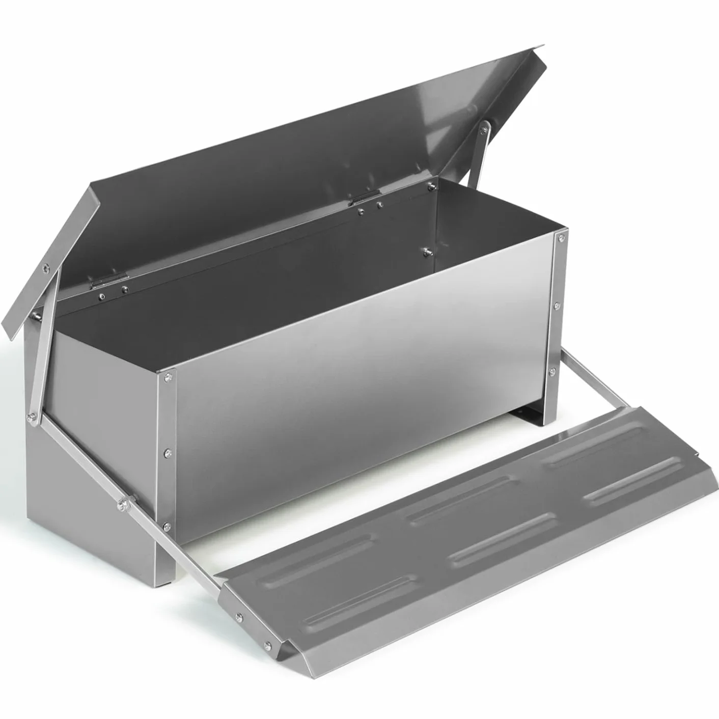 Alimentador XXL para gallinas, dispensador automático con pedal de acero 10 kg