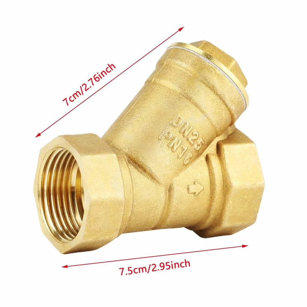 Válvula de Filtro de Latón 1" BSPP Rosca Hembra DN25 Conector Tubo Manguera Agua Aceite