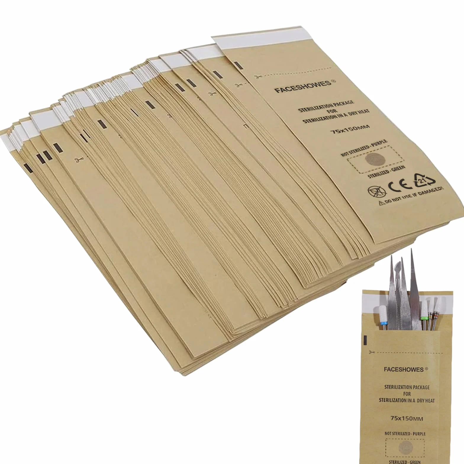 Esterilizador Manicura Desechable Autoclave Papel Kraft Bolsas Esterilizacion Autoadhesivo