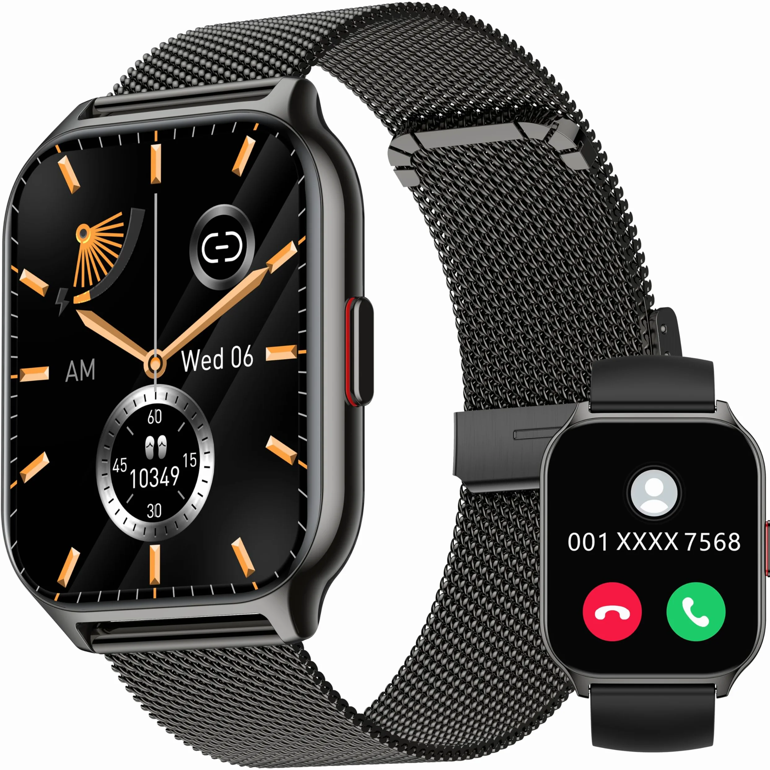 Popglory Reloj Inteligente Mujer Hombre con Llamadas, 2,01" Smartwatch Mujer Deportivo con Asistente Voz, 100+ Deportes, Presión Arterial Ritmo Cardíaco Pulsometro, Alerta Whatsapp para iOS Android