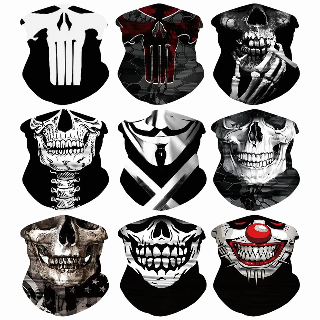 Meleager Multifunción Bandana, Pañuelo Tubular Calavera, 9 Piezas Pasamontañas de Calavera(s78-02), Bufanda Mágica sin Costuras para Deportes, para Halloween, Carnaval, Deportes al Aire Libre