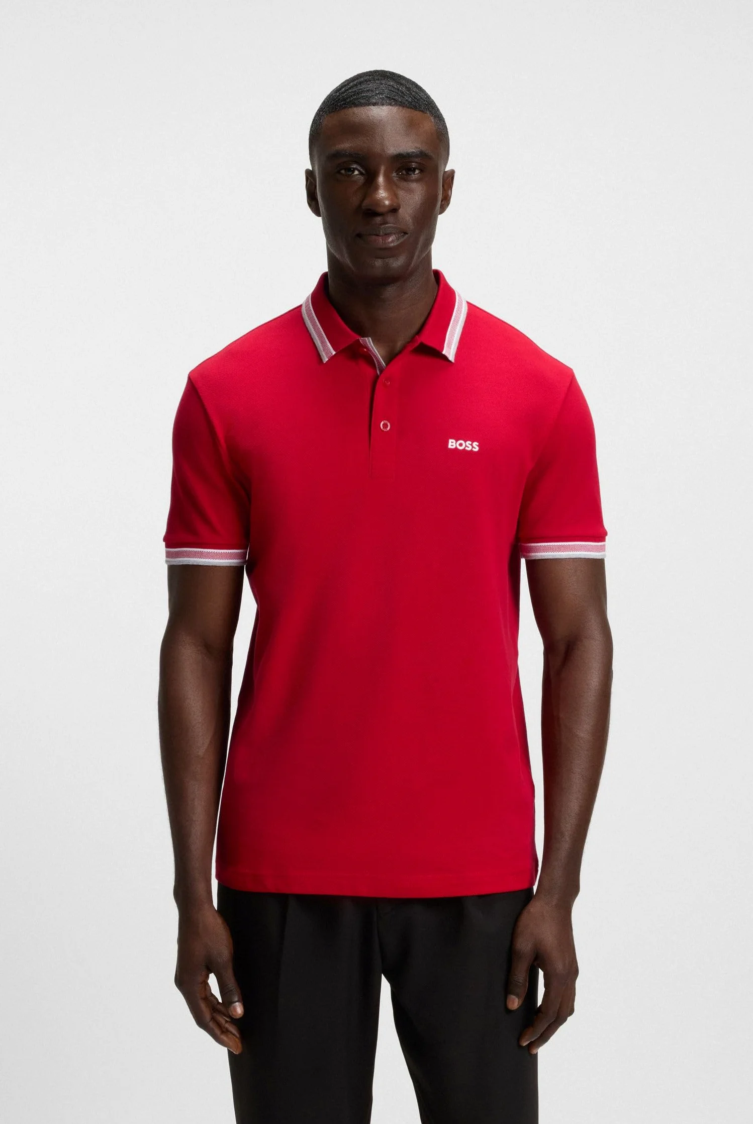 Boss Polo de Piqué de Ajuste Regular con Logotipo Curvado Camisa de Polo Hombre