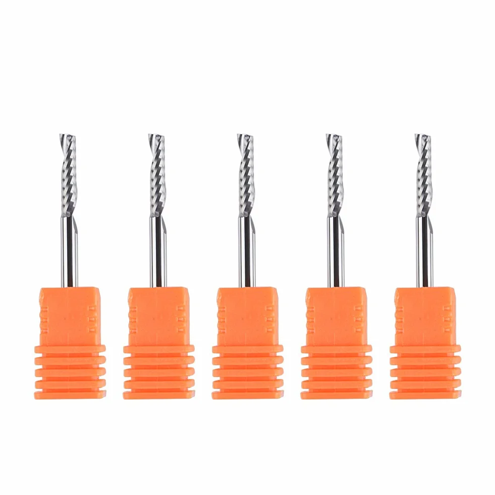 SpeTool 5pcs Fresas Aluminio CNC Carburo Tungsteno 1-Flauta 3,175mm x 15mm Fresa Punta