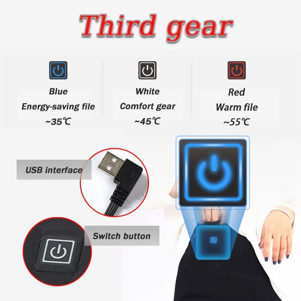 Ropa Interior térmica para Mujer, Ropa térmica Lavable de Invierno con interruptores eléctricos Independientes para Ciclismo al Aire Libre esquí (Negro L) (Negro XL)