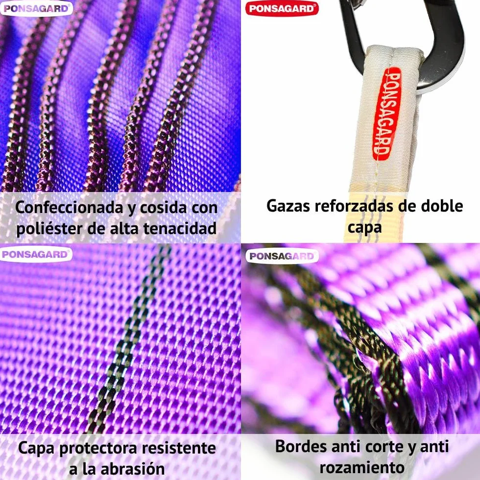 PONSA Eslinga de elevación de Bucle de Doble Capa 1.000 kg 2m 3cm PONSAGARD Pack 2 uds.