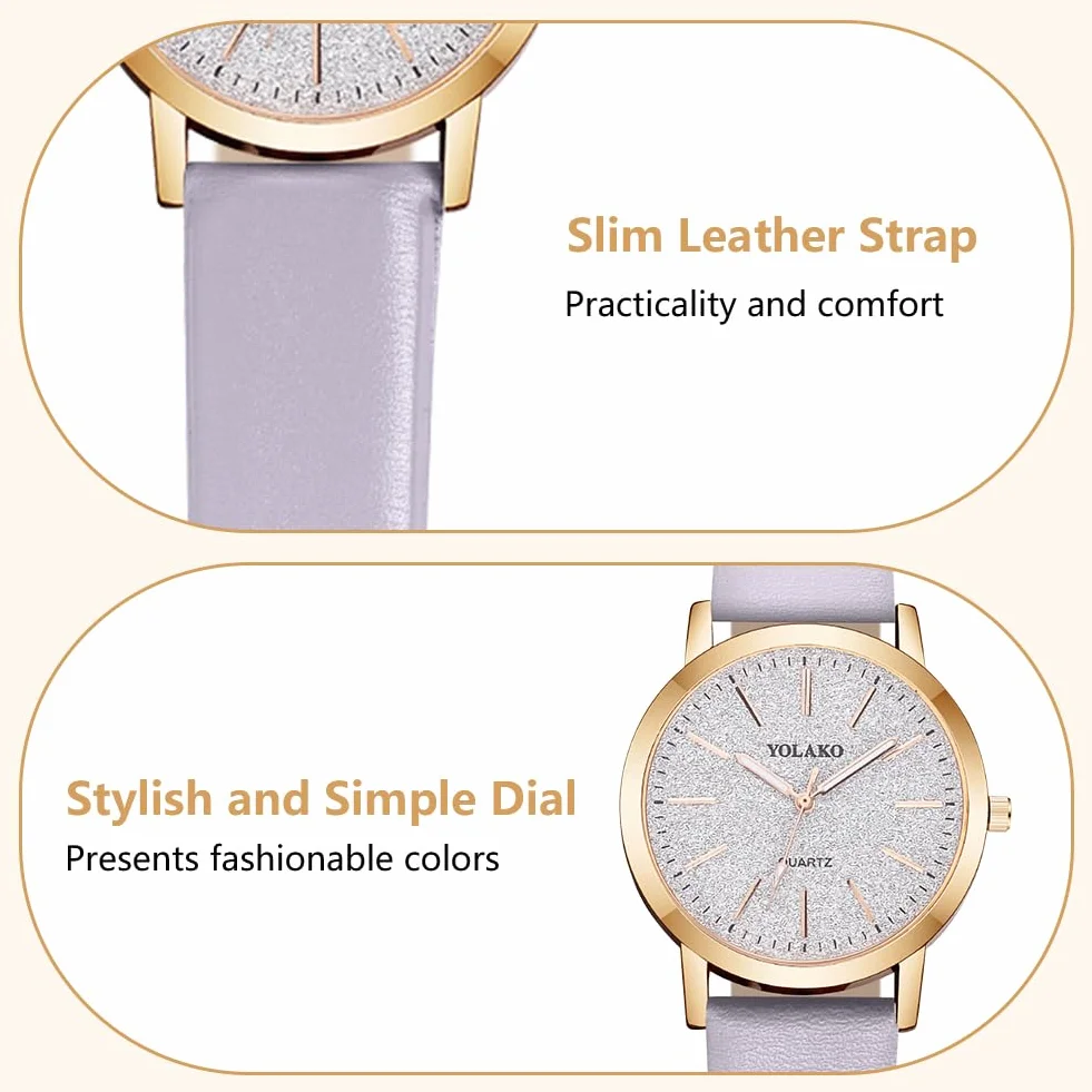 OFFCUP Reloj de Cuero para Mujer, Reloj de Analógico Cuarzo con Esfera Estrellada, Reloj Mujer de 3 manecillas, Reloj de Pulsera Informal de Moda Premium para Mujeres Damas y Niñas