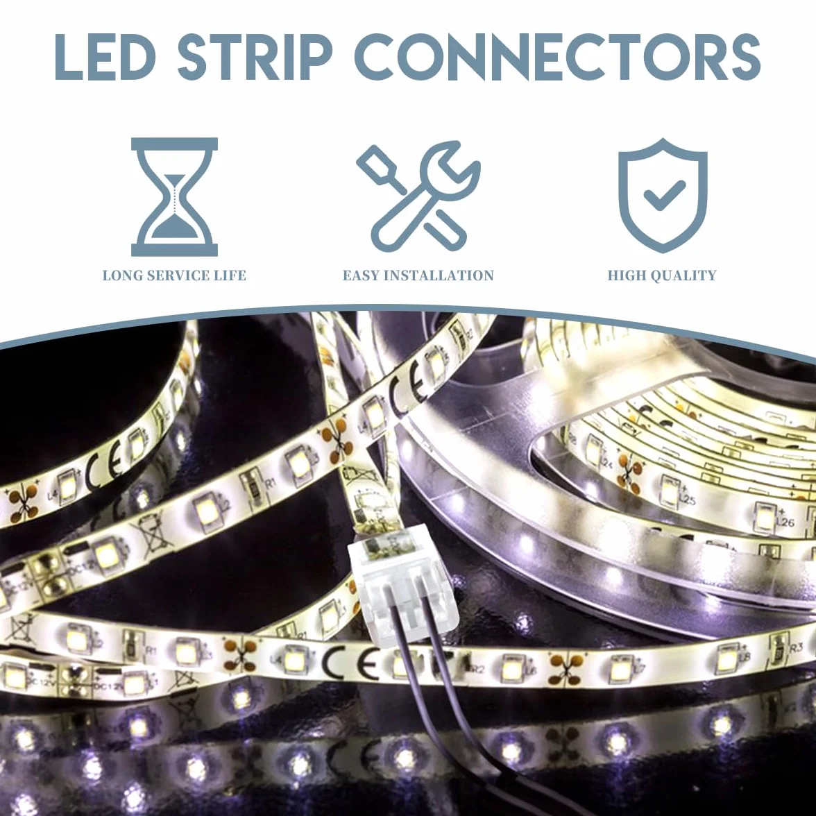 Conector rápido LED 8mm 2 pines para tira de alambre, 20 piezas