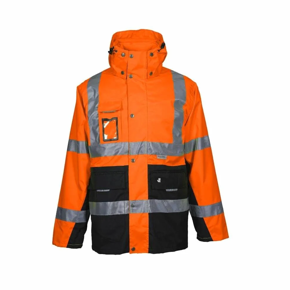 D-Work Parka de alta visibilidad de trabajo Wellington, talla M, naranja neón y resistente