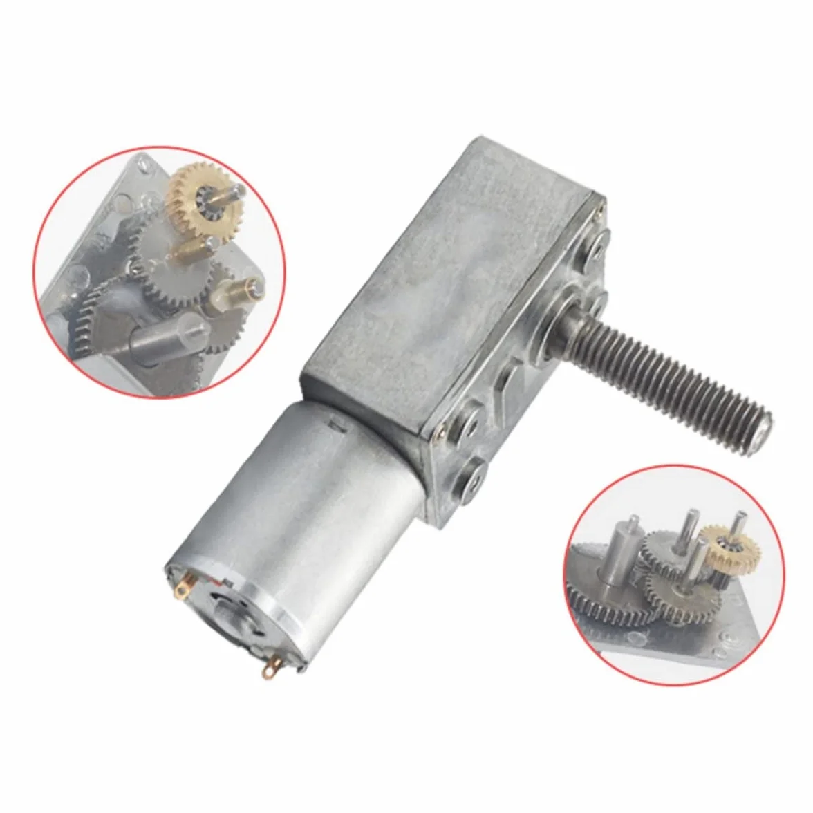 Micromotor 370 Motorreductor 24 V CC, Alto Par, Eje Roscado M8, 6rpm
