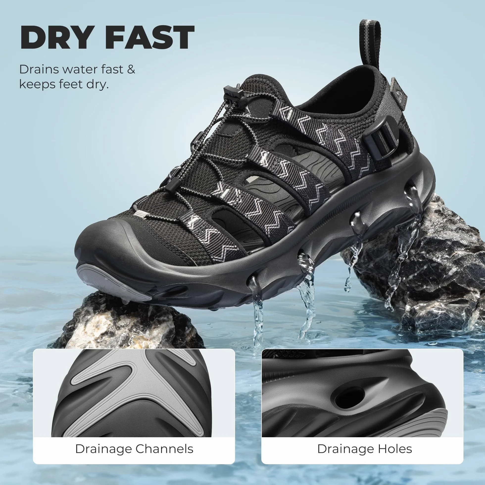 NORTIV 8 Sandalias Deportivas Hombre Senderismo Antideslizante Punta Ancha Protector Zapatos Trekking Playa Piscina Seco Rápido
