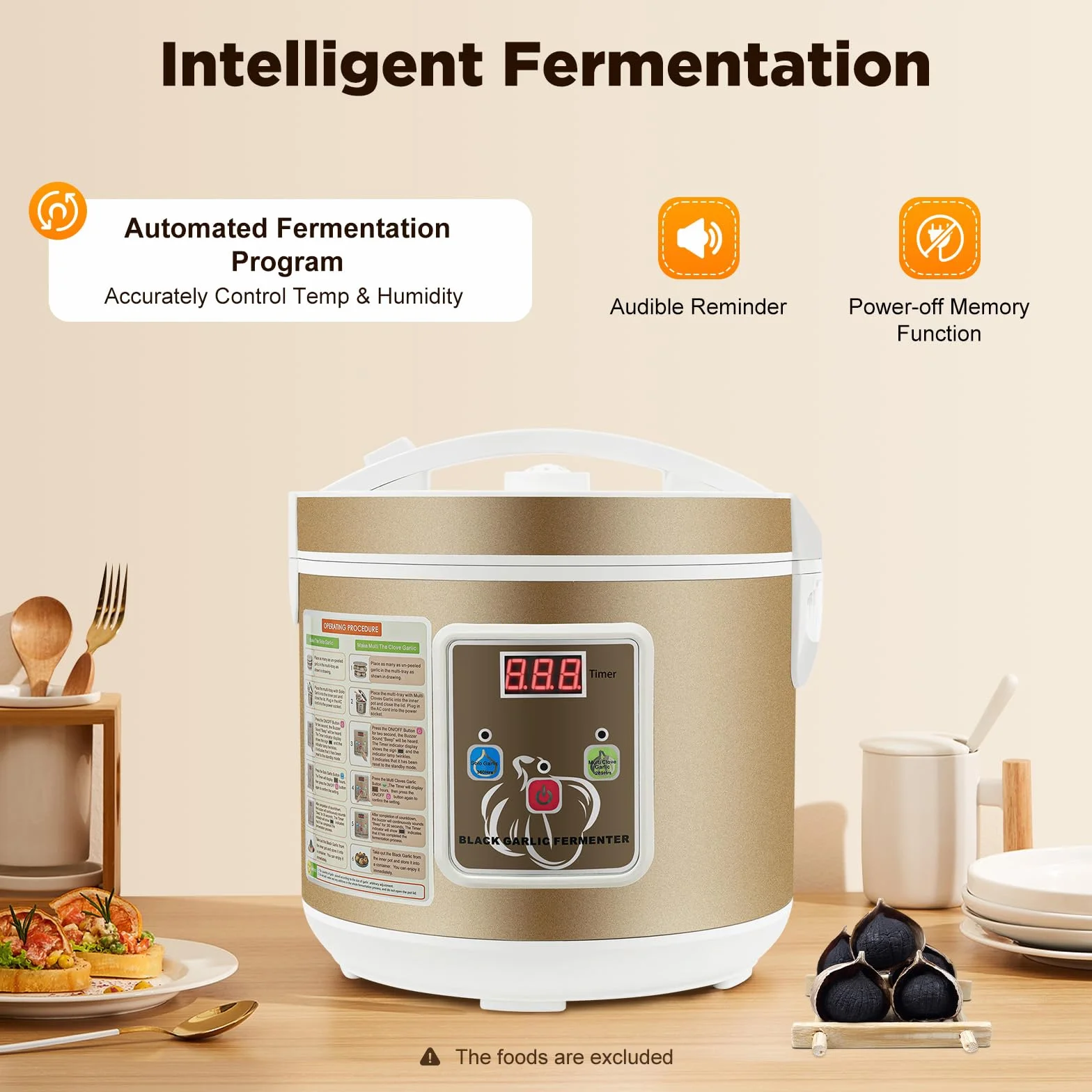 Fermentador de ajo negro 5 litros automático 12-15 días control calefacción constante 360°