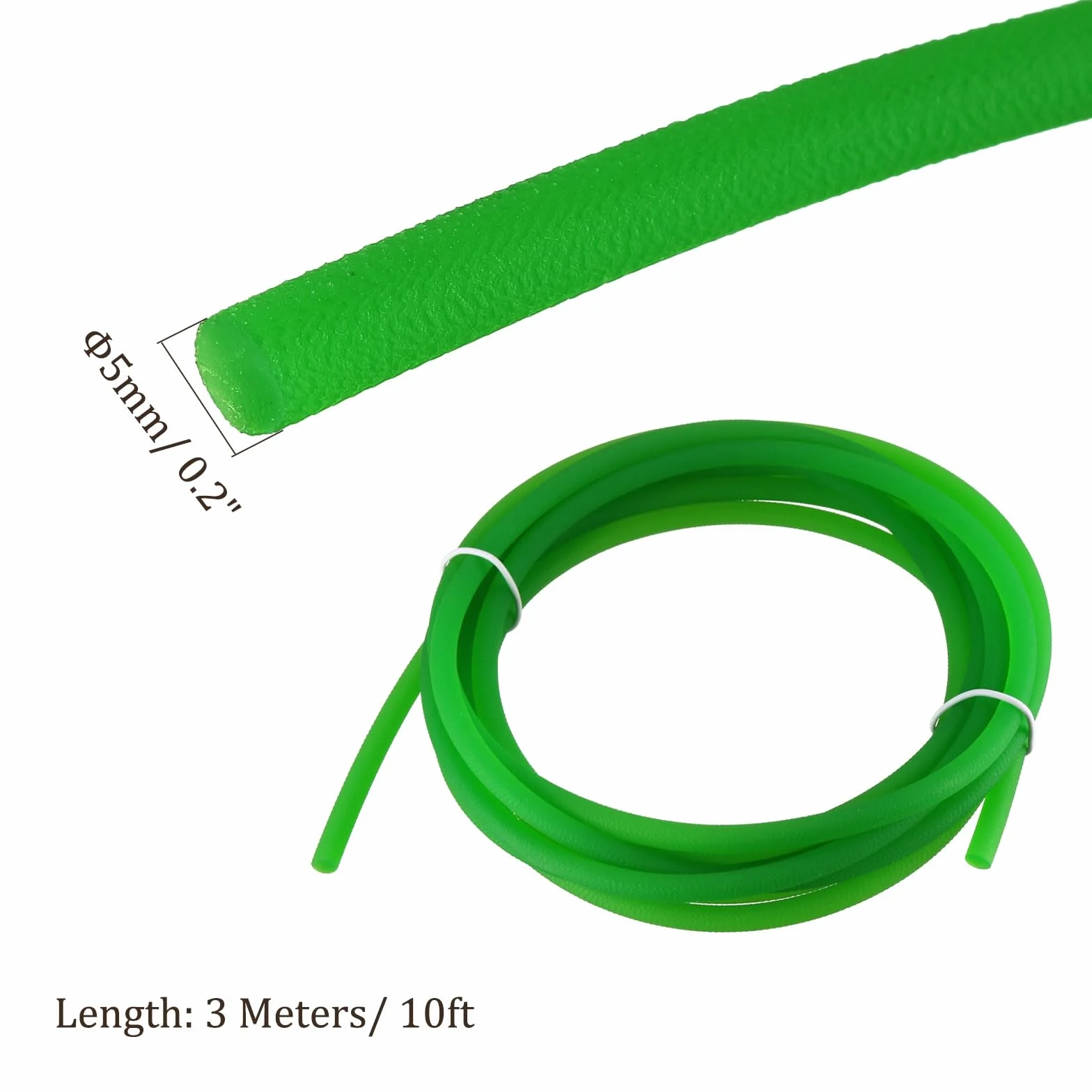 Correa Redonda de Uretano de Alto Rendimiento 3m x 5mm Correa de Transmisión de PU Poliuretano Verde