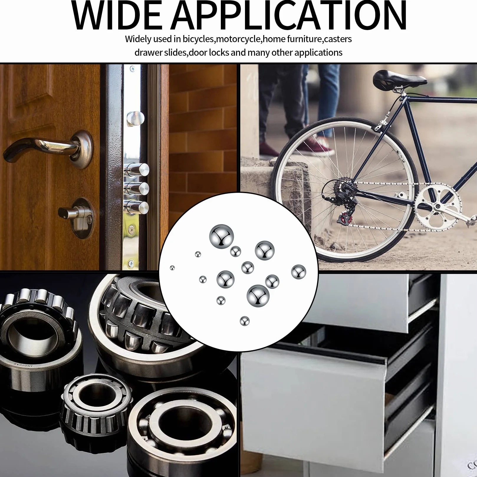 Bolas de Rodamiento de Acero Inoxidable 560 Pcs, Bola de Precisión Metálica 2-10 mm para Ruedas de Bicicleta y Rodamientos de Patineta