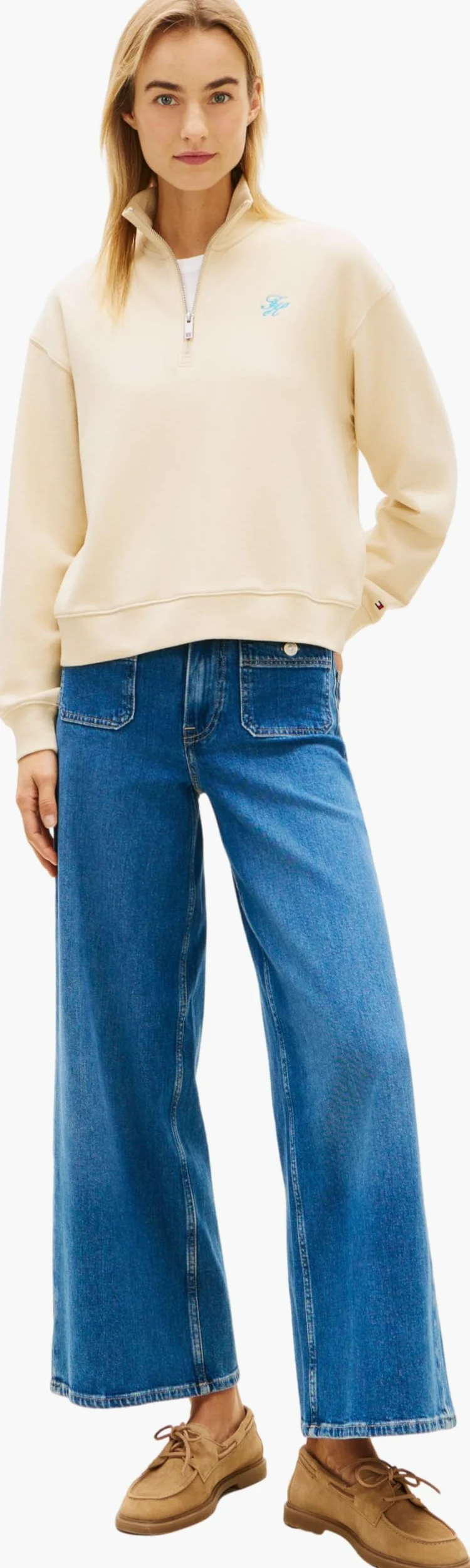 Tommy Hilfiger TH Script Reg Half-Zip Ww0ww49258 Sudadera con Media Cremallera Mujer (Pack de 1)