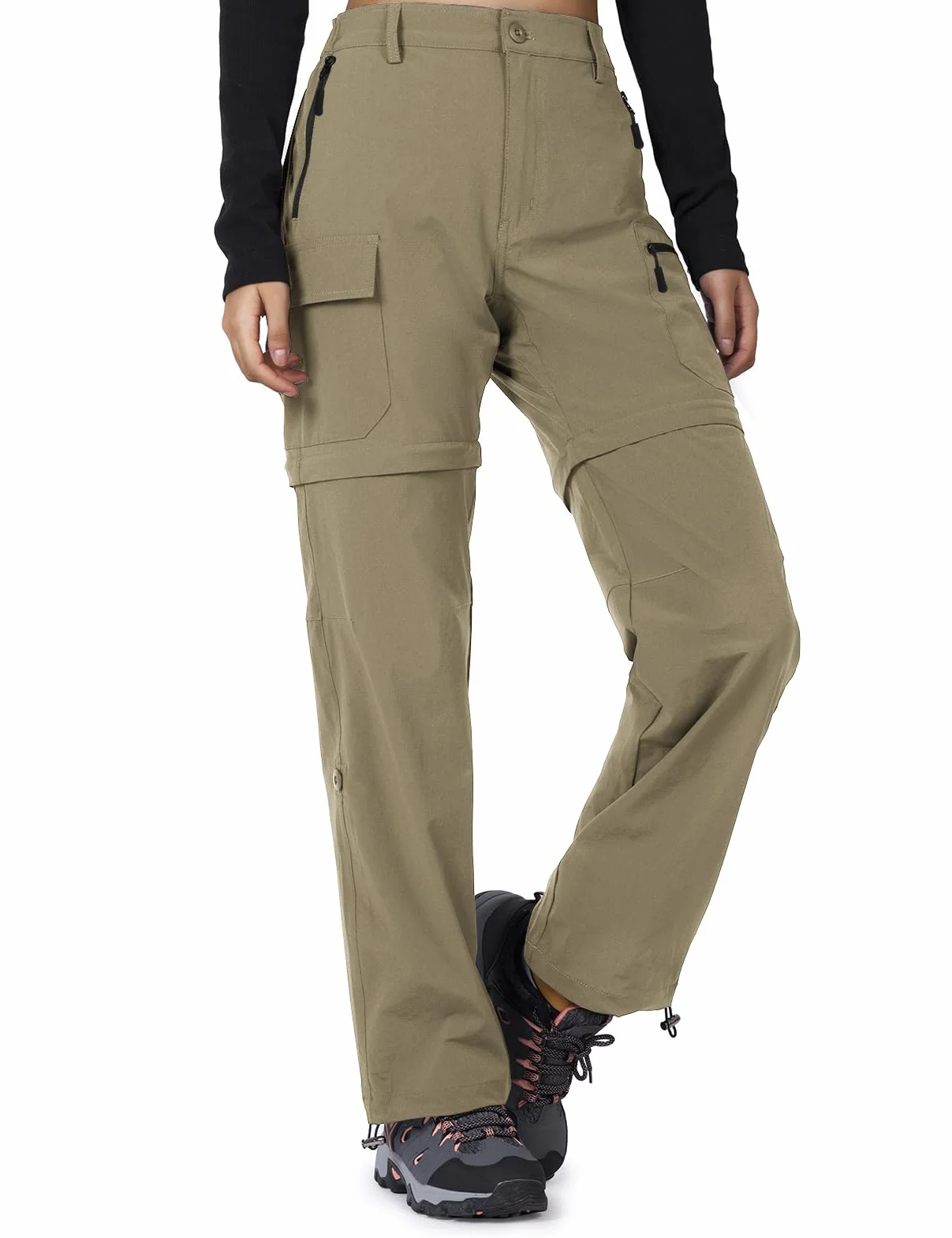 Cycorld Pantalones de senderismo para mujer, pantalones de trekking, transpirables, elásticos, pantalones de trekking desmontables, con cremallera, para verano, pantalones funcionale