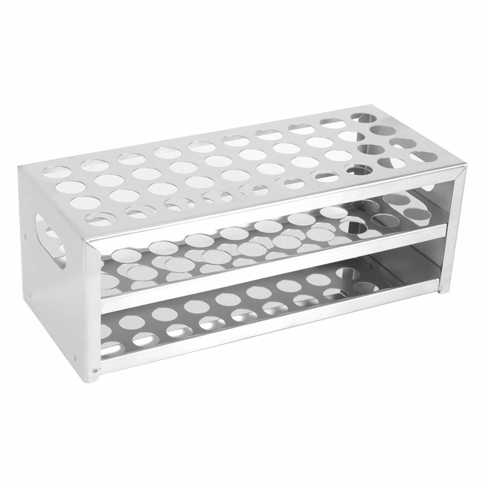 Tyenaza Gradilla para Tubos de Ensayo de Acero Inoxidable 304, 2 Niveles 40 Orificios 15.5mm
