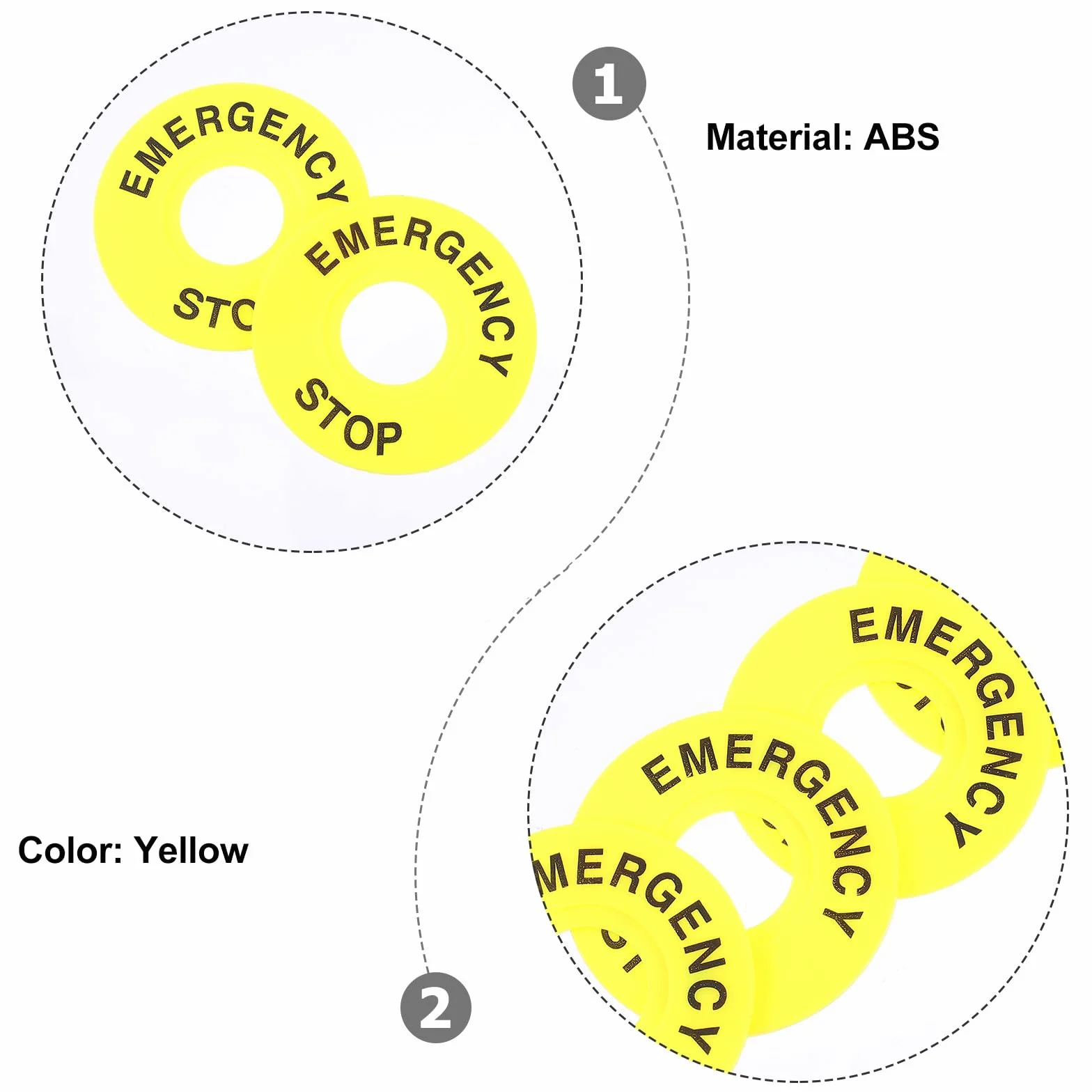 Operitacx Anillo Color Llamativo Redondo Amarillo de Empuje de Emergencia 10 Piezas PVC
