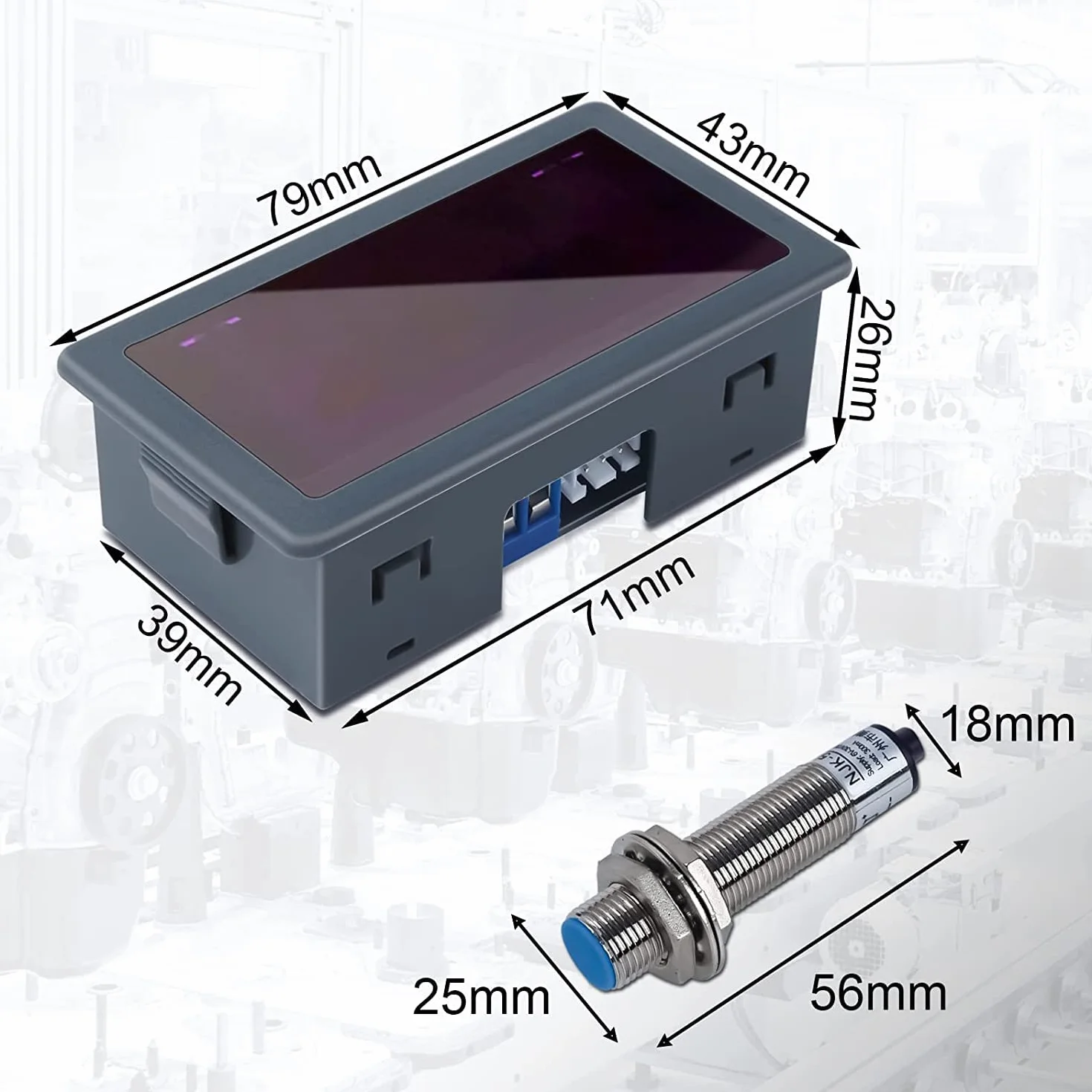 DONGKER Tacómetro digital LED AC 230 V 110 V RPM con interruptor de proximidad sensor NPN