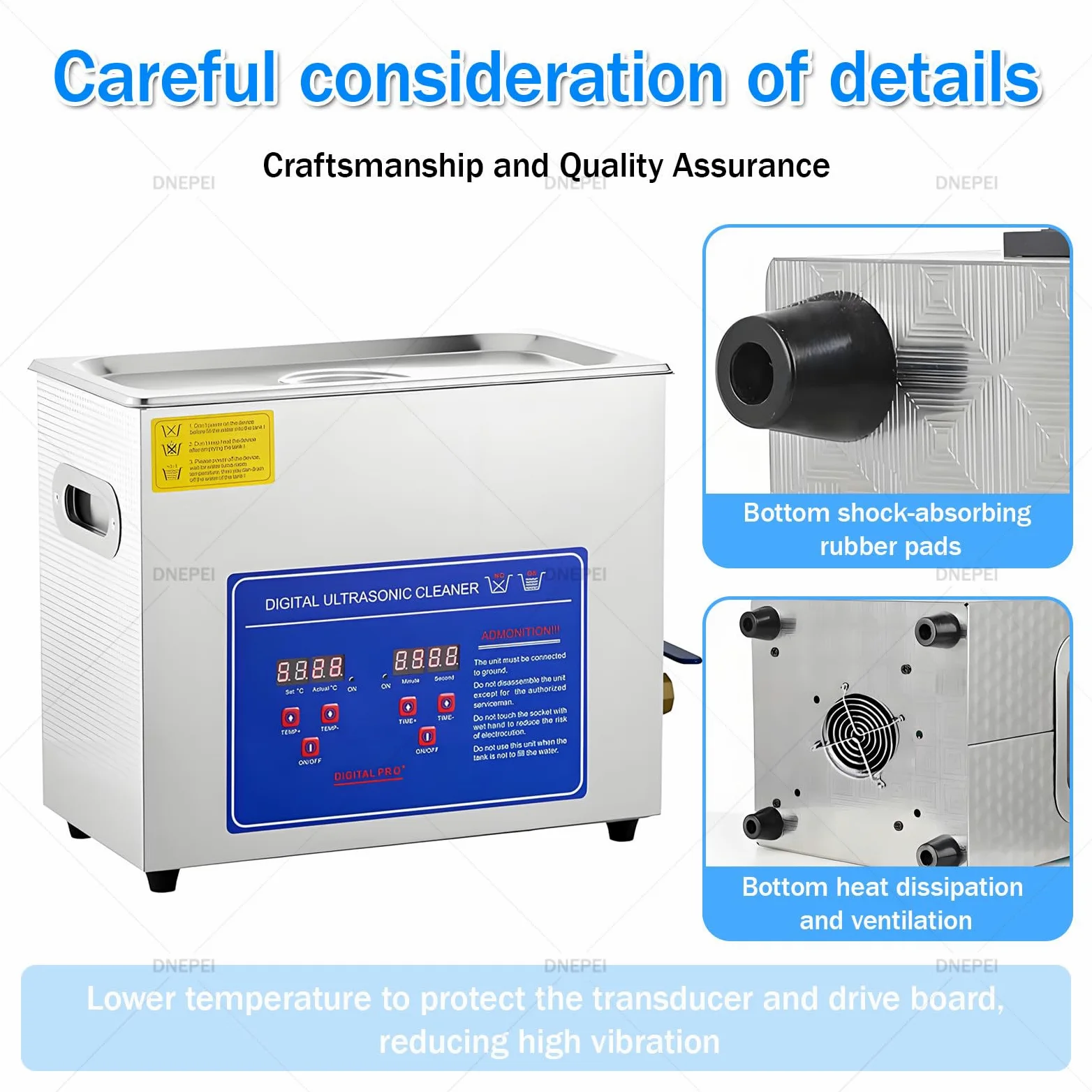 Limpiador ultrasónico comercial, máquina de limpieza profesional de 40 kHz con temporizador digital y calentador, limpiador sónico industrial para relojes, herramientas, piezas de metal, 10 L