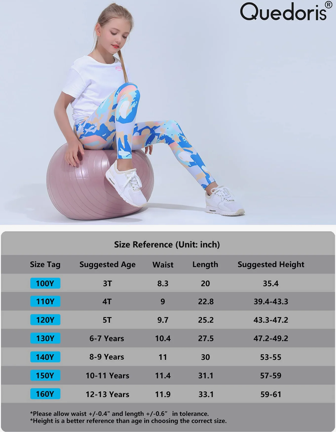 Quedoris - Leggings de Yoga para niña (3 a 13 años)