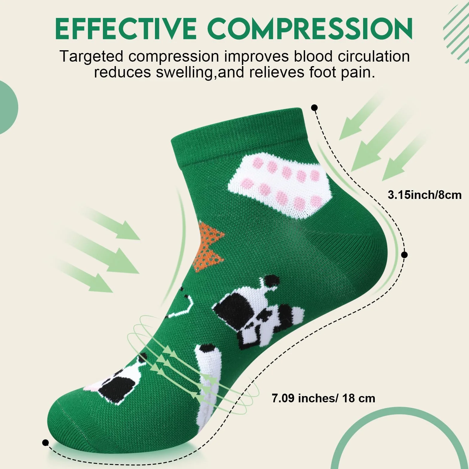 12 pares de calcetines de compresión para enfermeras para mujeres y hombres, circulación de 15-20 mmhg, calcetines de compresión de tobillo divertidos para asistentes médicos, enfermeras