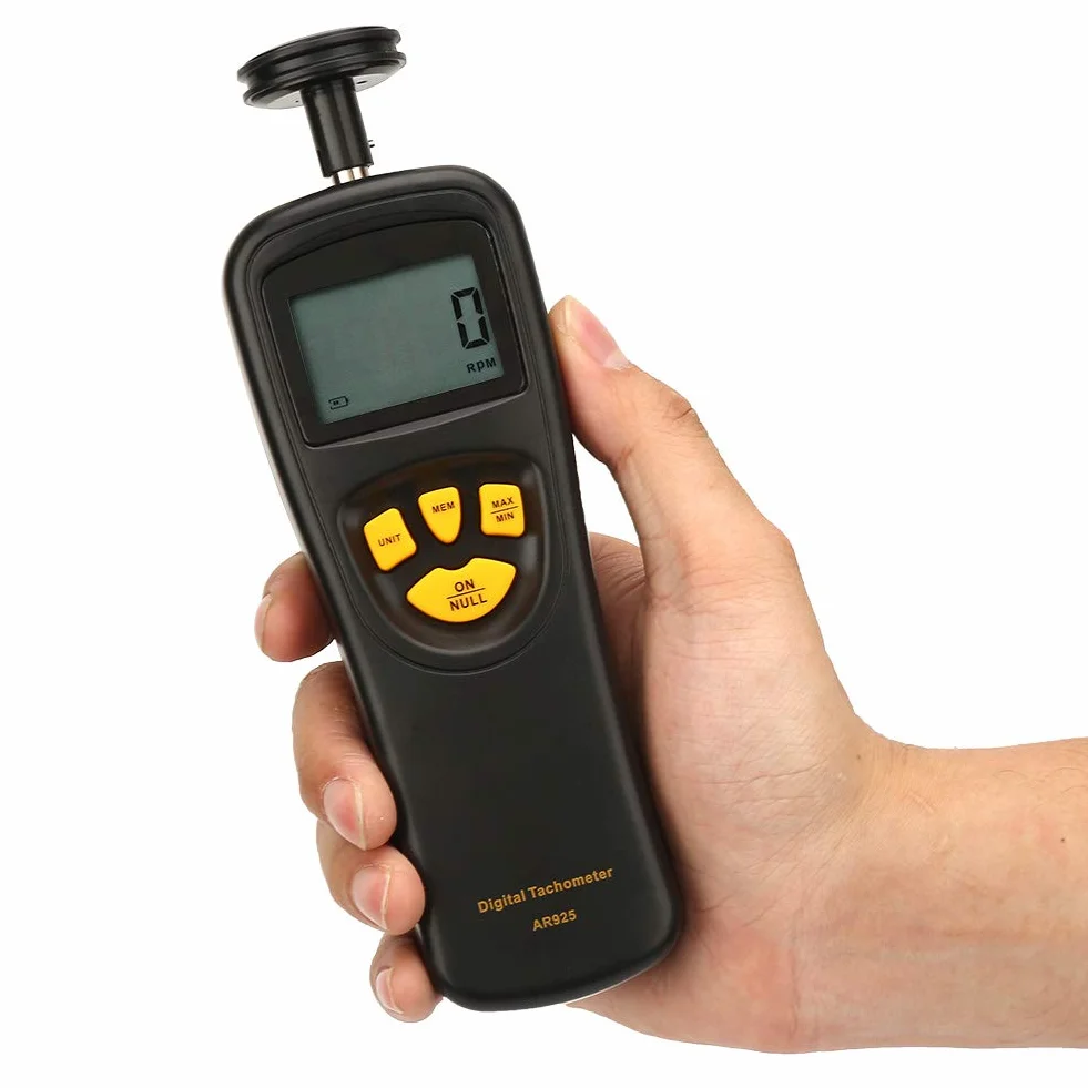 SMART SENSOR Tacómetro digital de contacto 0.5~19999 RPM con pantalla LCD retroiluminada