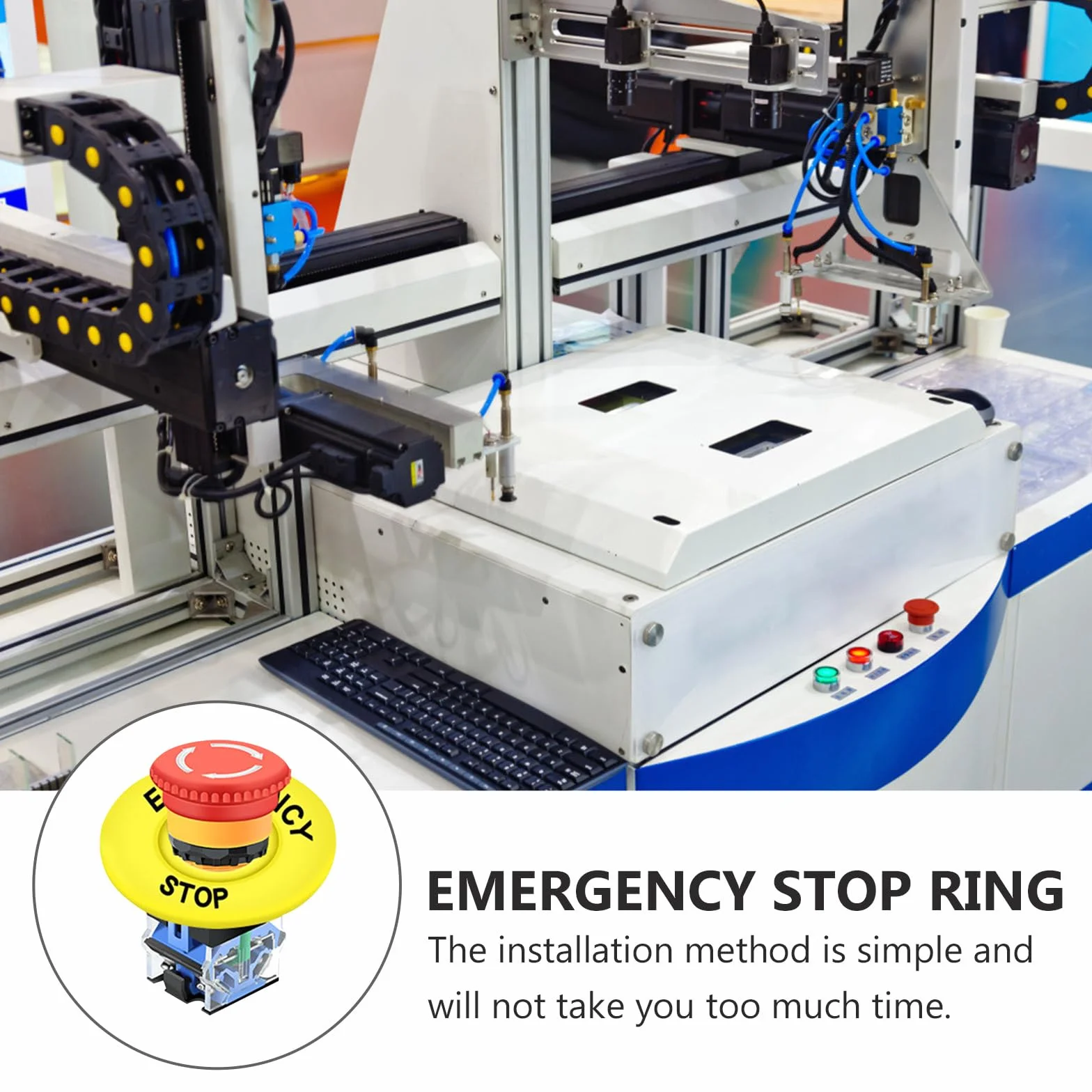 Operitacx Anillo Color Llamativo Redondo Amarillo de Empuje de Emergencia 10 Piezas PVC
