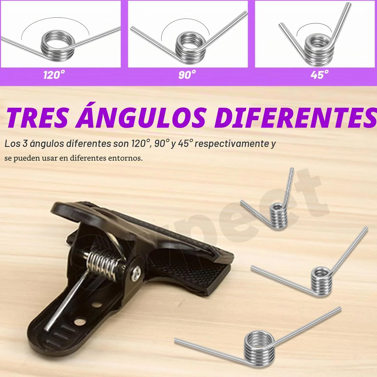 Swpeet Juego de 45 resortes torsionales de acero inoxidable 45/90/120 grados 15 tamaños