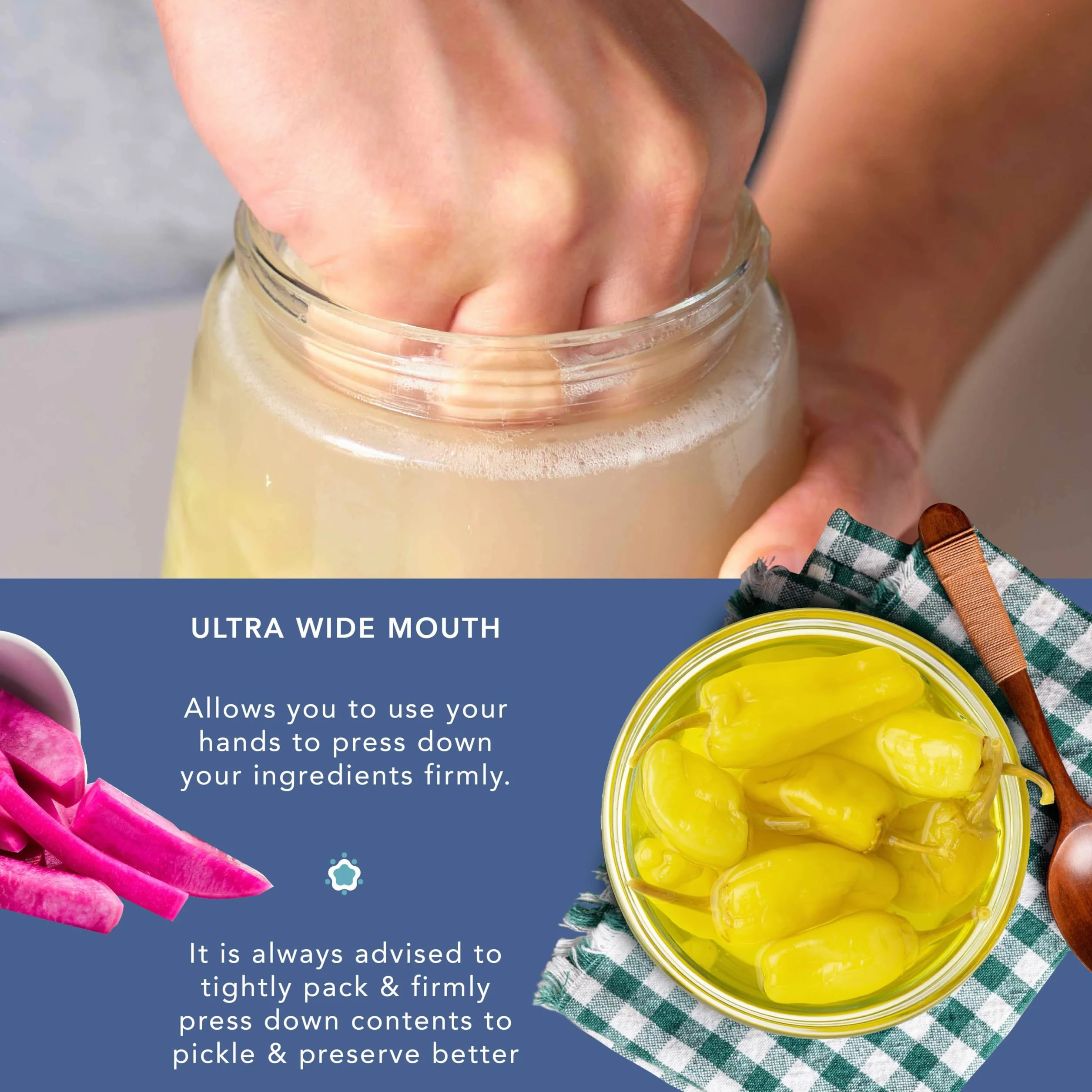 HEFTMAN Fermentacion Frascos de Vidrio con Tapa 2,2 Litros para Kéfir Kimchi Masa Madre (2 Unidades)