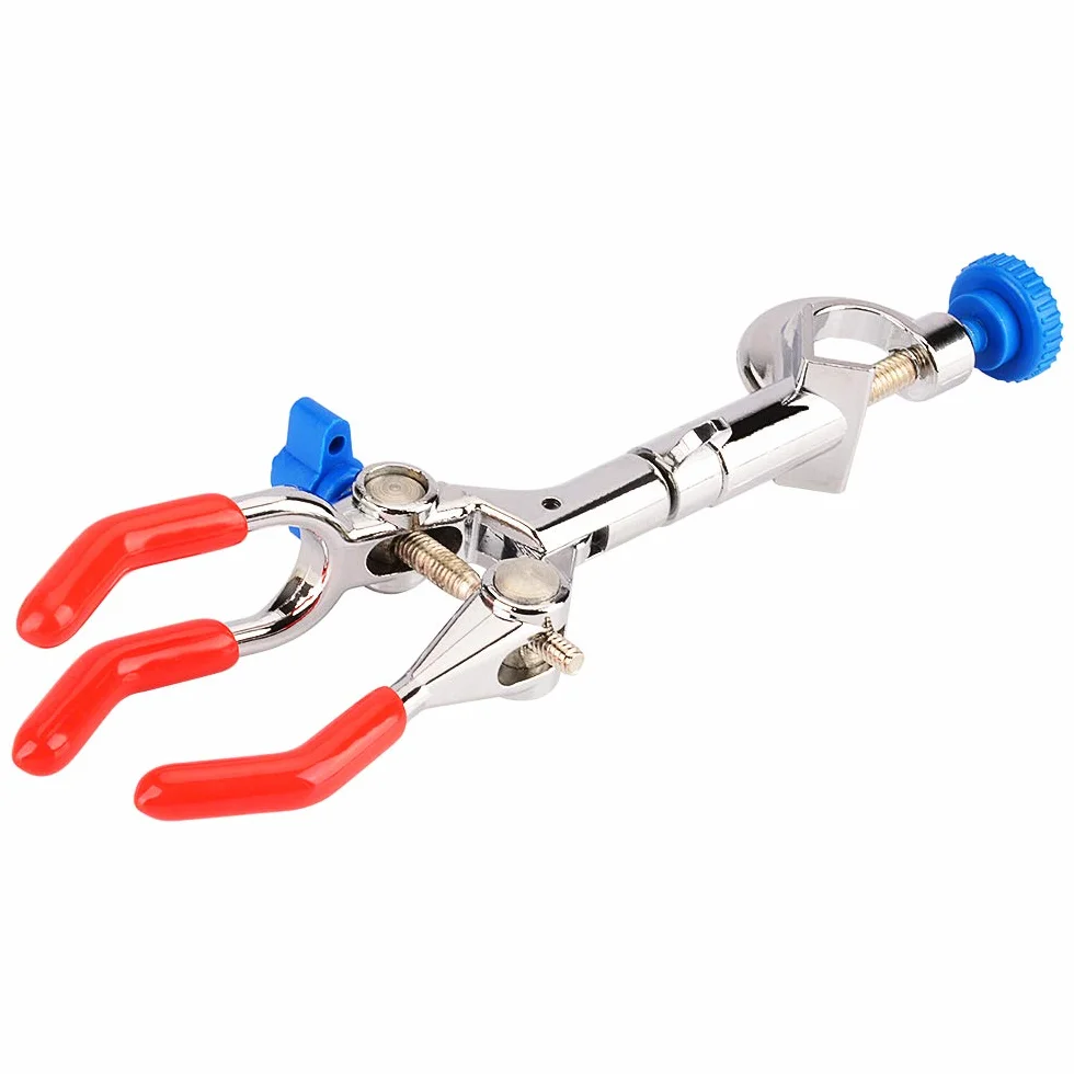 Labasics 3-Diente Abrazadera Giratoria 360 Grados de Laboratorio Swivel Clamp con Revestimiento de Goma
