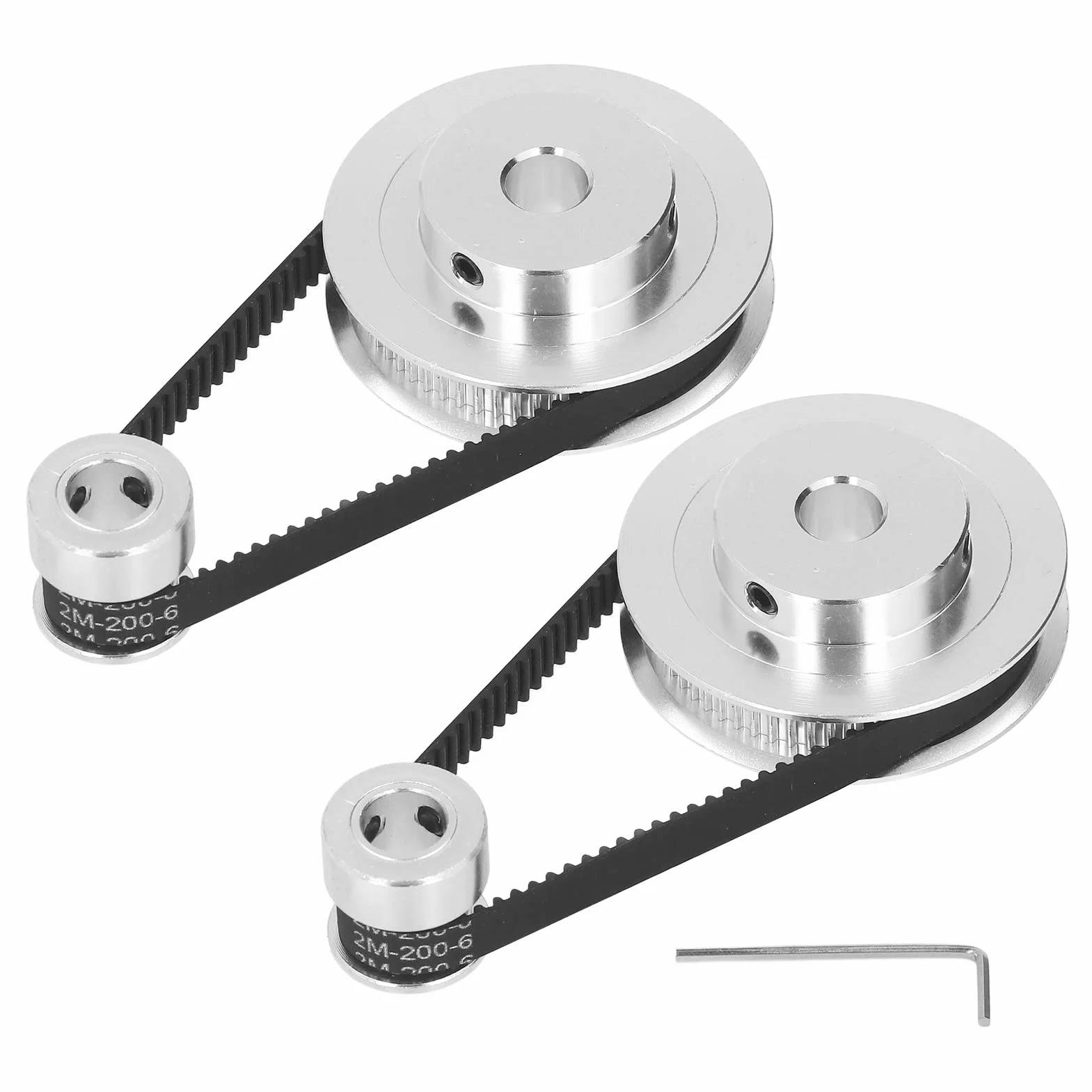 Paquete de 2 Ruedas Síncronas Correa de Distribución Cerrada Elástica 20T 60T Polea de Aleación de Aluminio 200mm 6mm 8mm