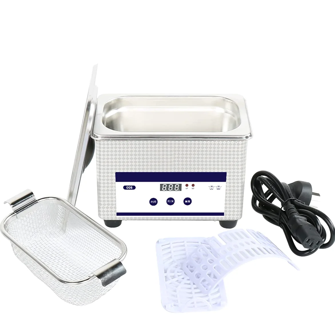 Limpiador Sónico con Temporizador Digital Y Cesta para Joyas, Anillos, Anteojos, Dentaduras Postizas, Correas De Reloj, Monedas, Piezas Pequeñas De Metal, Artículos De Uso Diario, Etc.