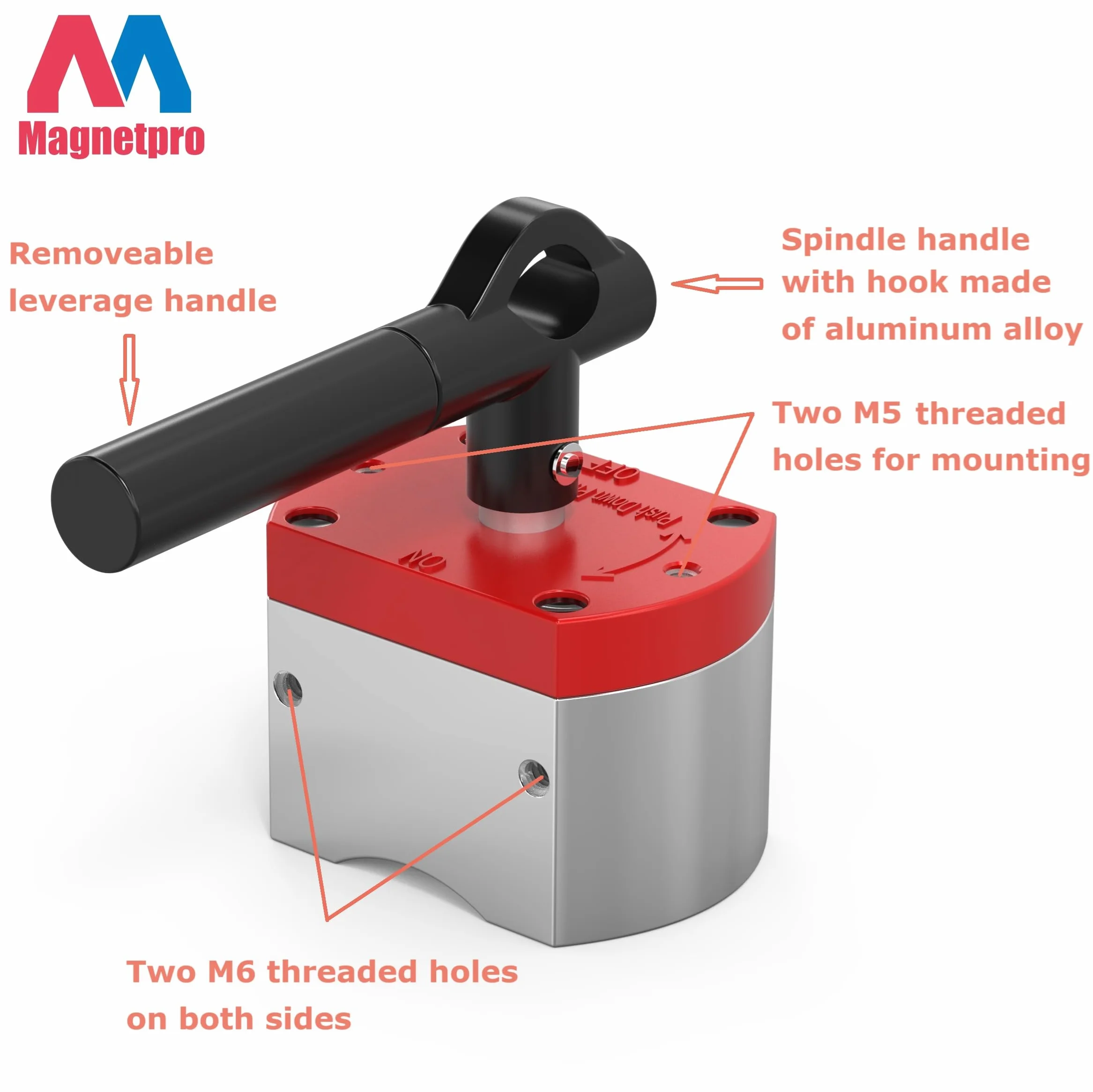 Magnetpro Imán de interruptor multiusos 660 libras fuerza de tracción para elevación soldadura filtración automatización