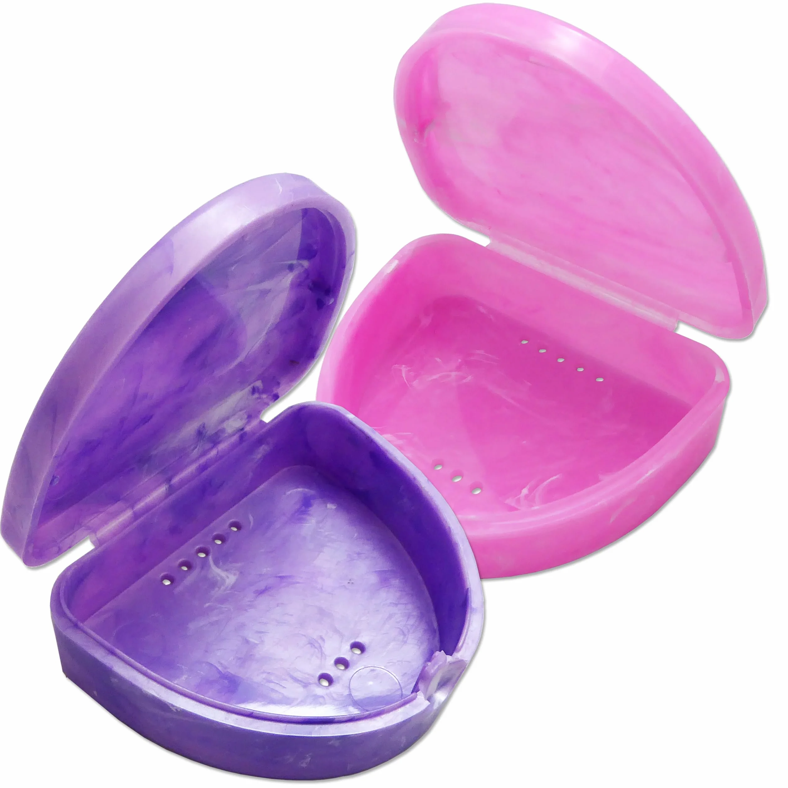 Ortodóncico fundas dentales delgadas mármol retenedores bandejas blanqueamiento dentaduras rosa morado