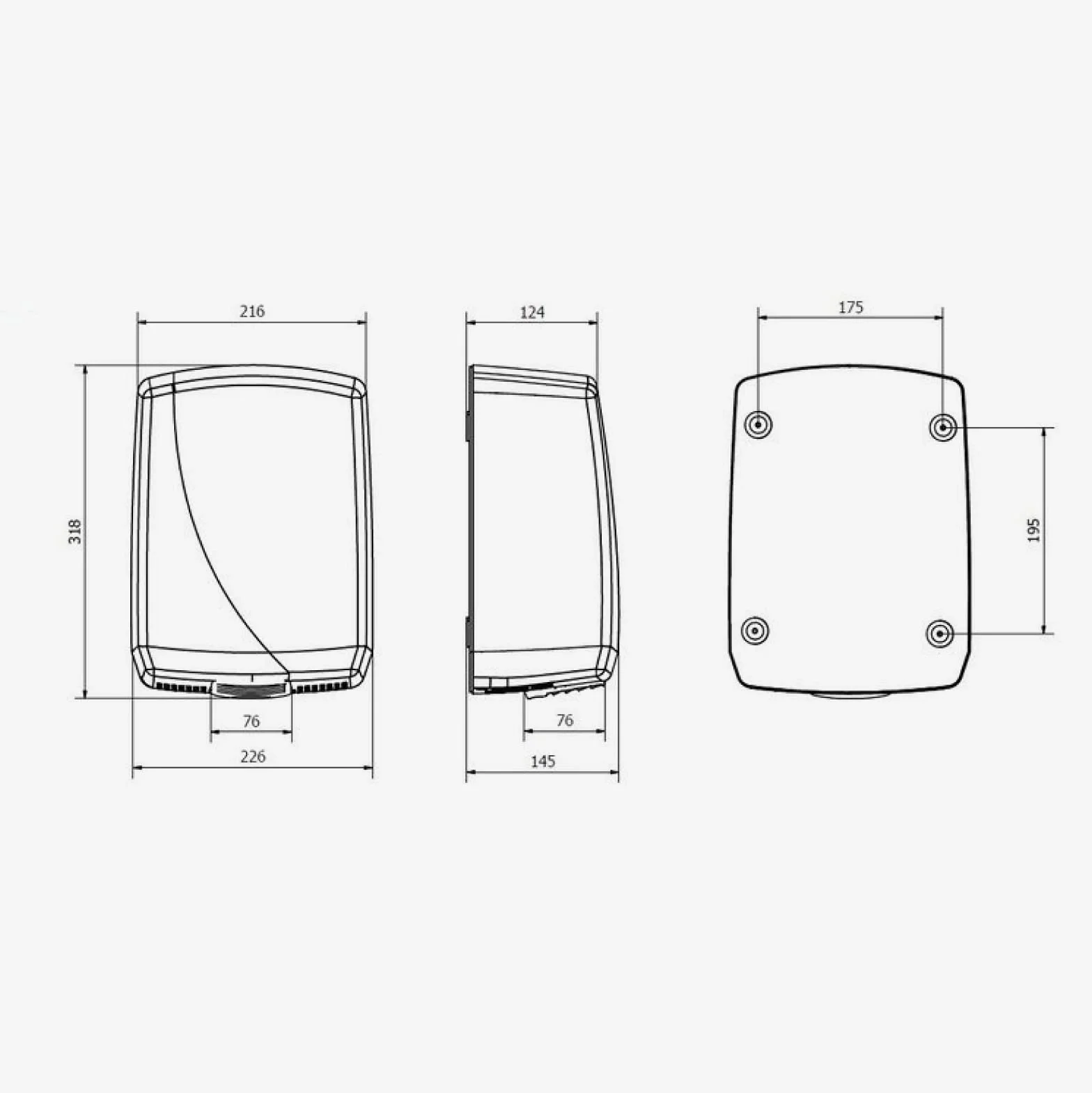 Jofel Secamanos Óptico 2000W Secador de Mano con Sensor de Infrarrojos Carcasa de Acero Inoxidable Antivandálico Modelo Futura