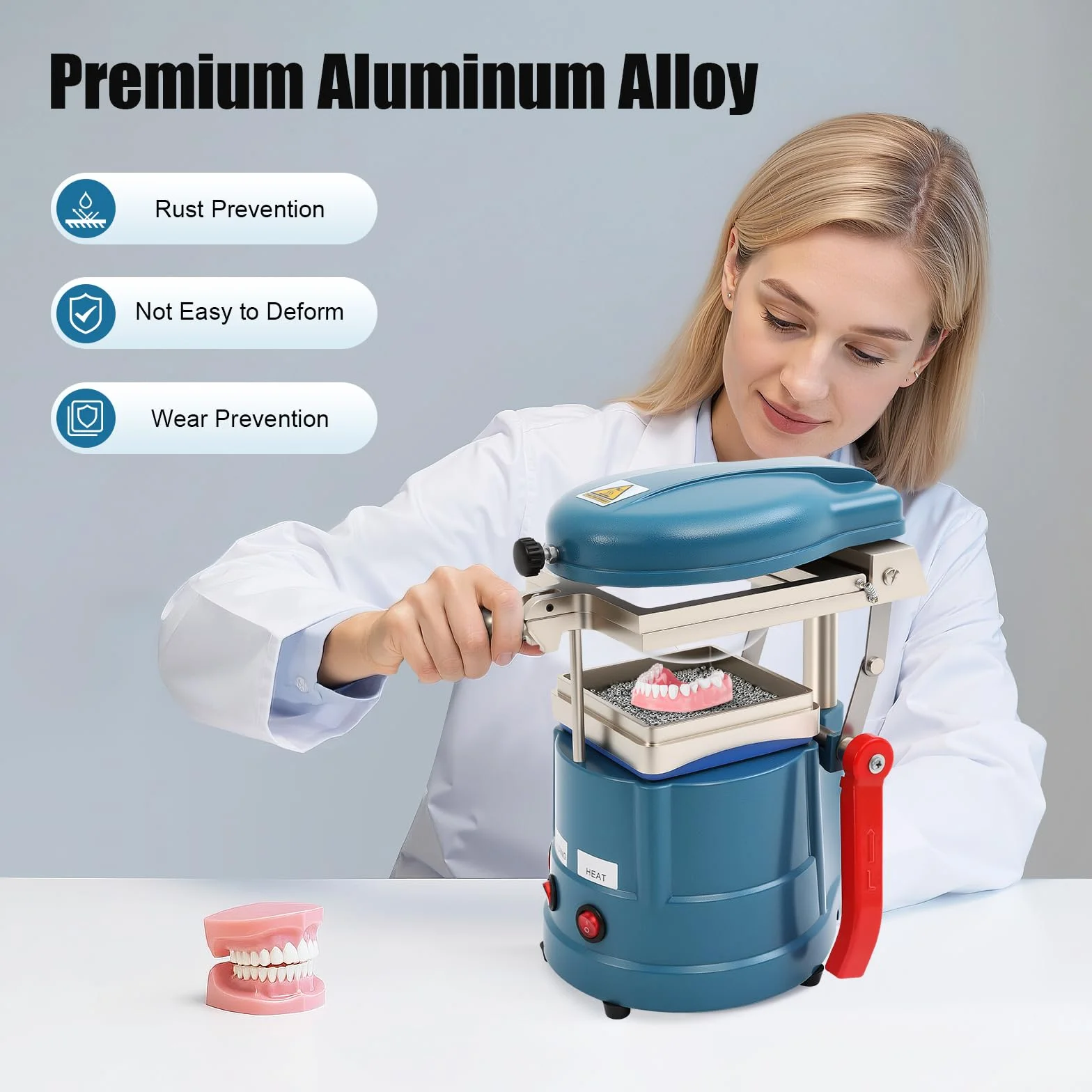 Máquina de moldeo al vacío dental termoformadora 600W 220V compatible con termoplásticos dentales