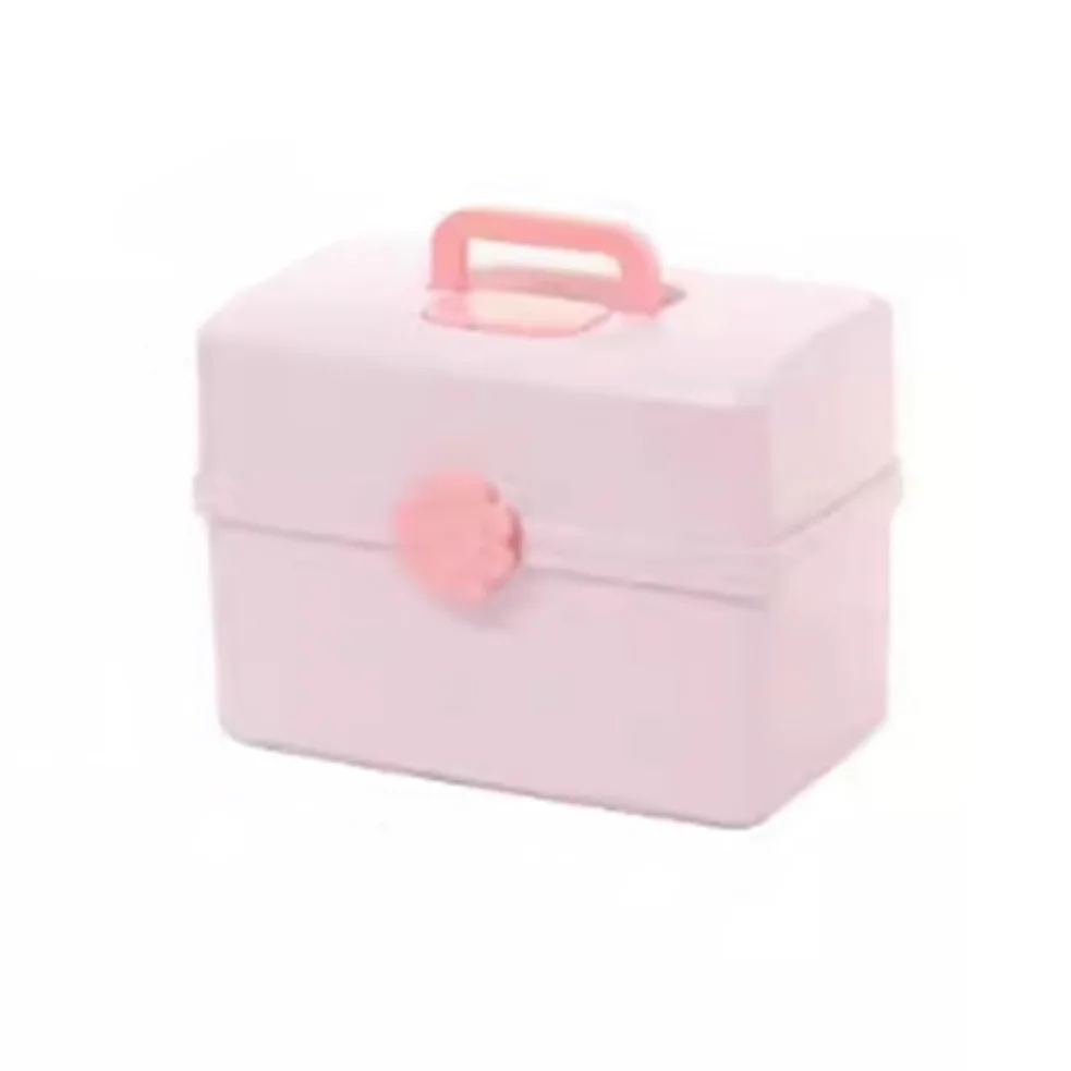 1 caja de almacenamiento de accesorios para el cabello de los niños rosa con banda de goma (extra)