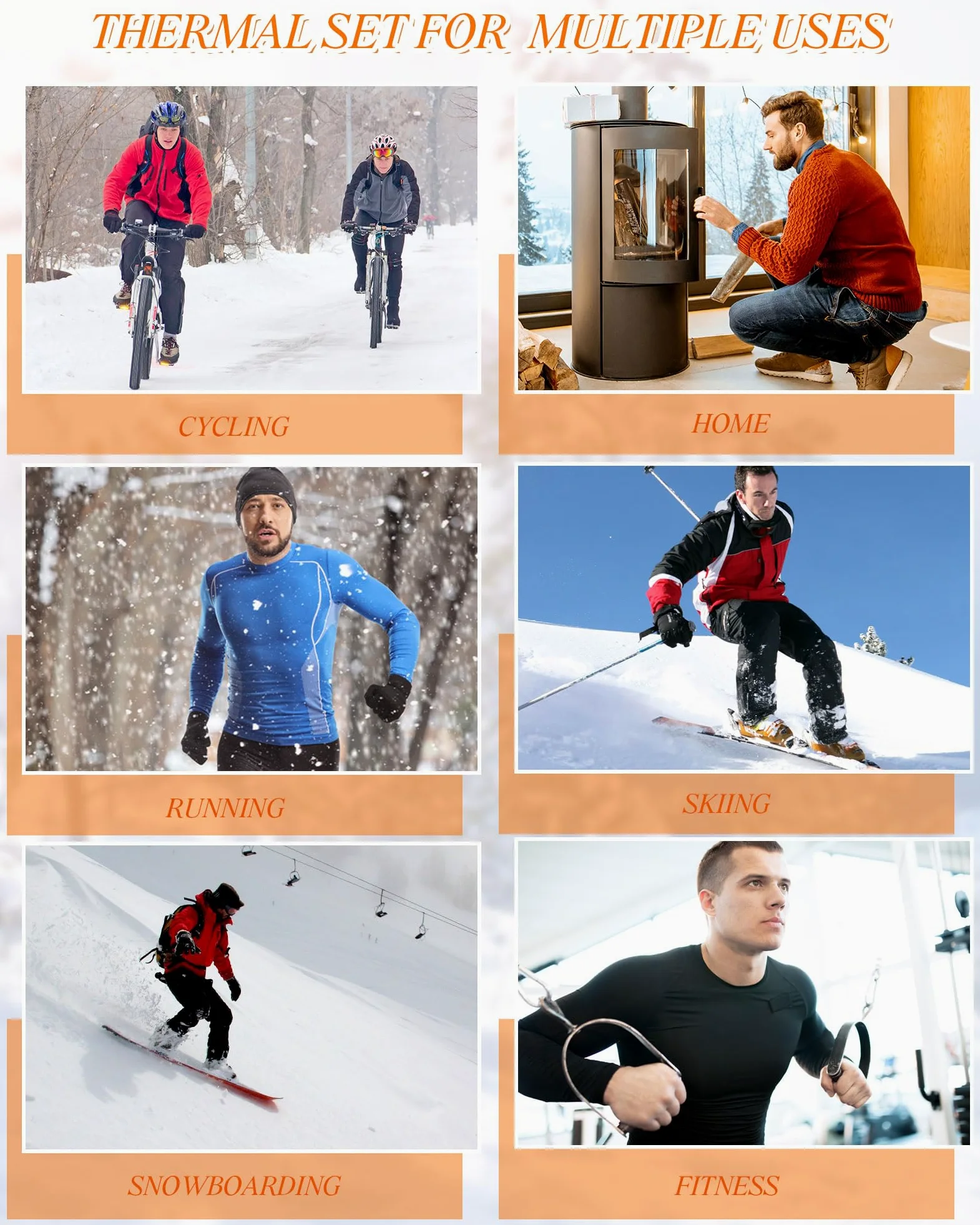 Juego de 3 ropa interior térmica de invierno para hombre, pantalones largos, capa base para hombre, clima frío, forro polar, parte superior inferior para equipo de caza, deporte, Negro, azul marino,