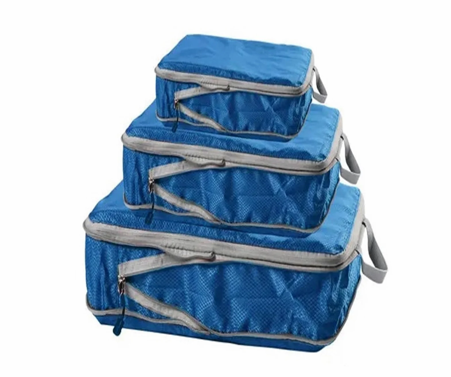 Organizador Para Maletas Cubos de embalaje plegables y comprimibles, bolsa viaje impermeable, maleta nailon, portátil con bolso, organizador equipaje(Light blue)