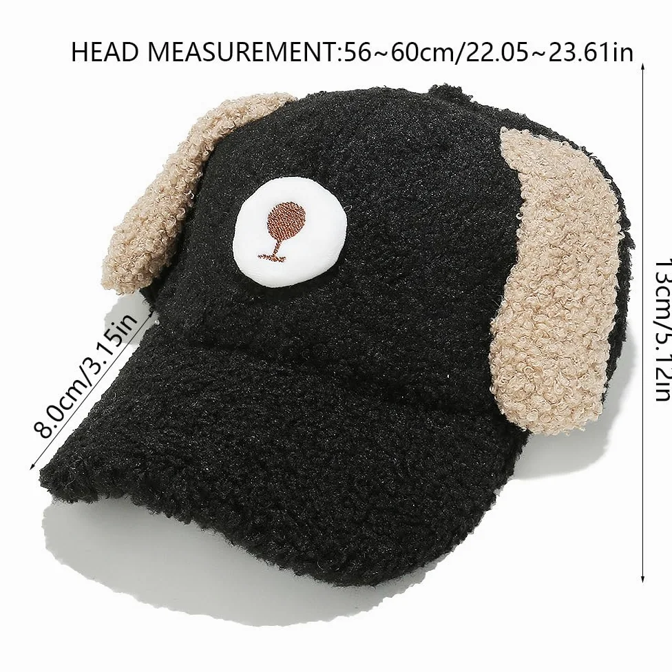 Gorro de Invierno, Gorra de béisbol Invierno for Mujer, Ajustable, Lana Cordero, con Orejas Cachorro, Lisa y sin estructurar(3PCS)