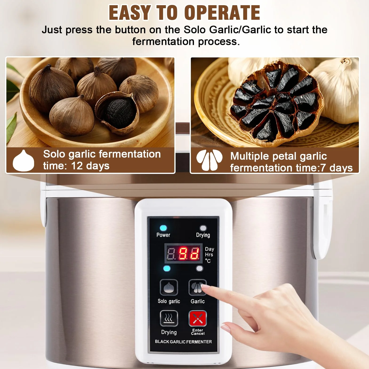 YUCHENGTECH Fermentador de Ajo Negro 6L Automático Inteligente con Control de Tiempo y Temperatura