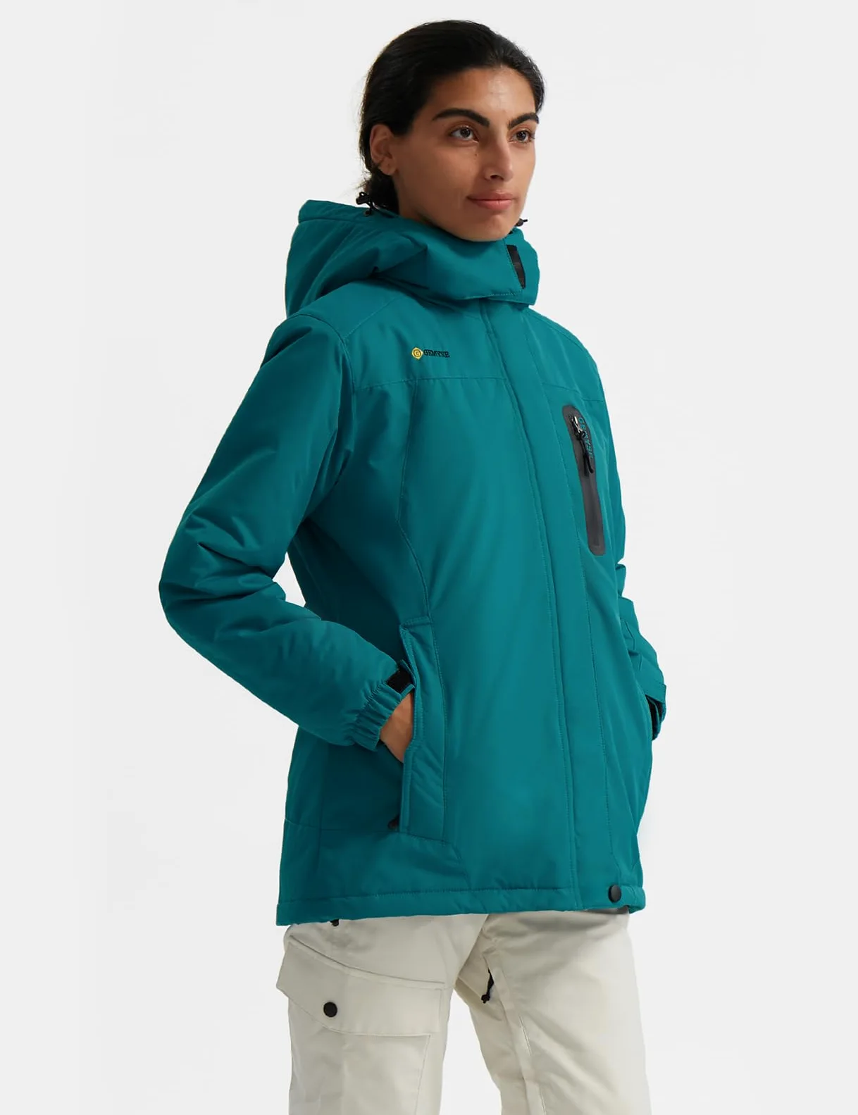 GEMYSE Chaqueta de Esquí Impermeable de Montaña para Mujer Abrigo de Invierno de Lana Antiviento con Capucha