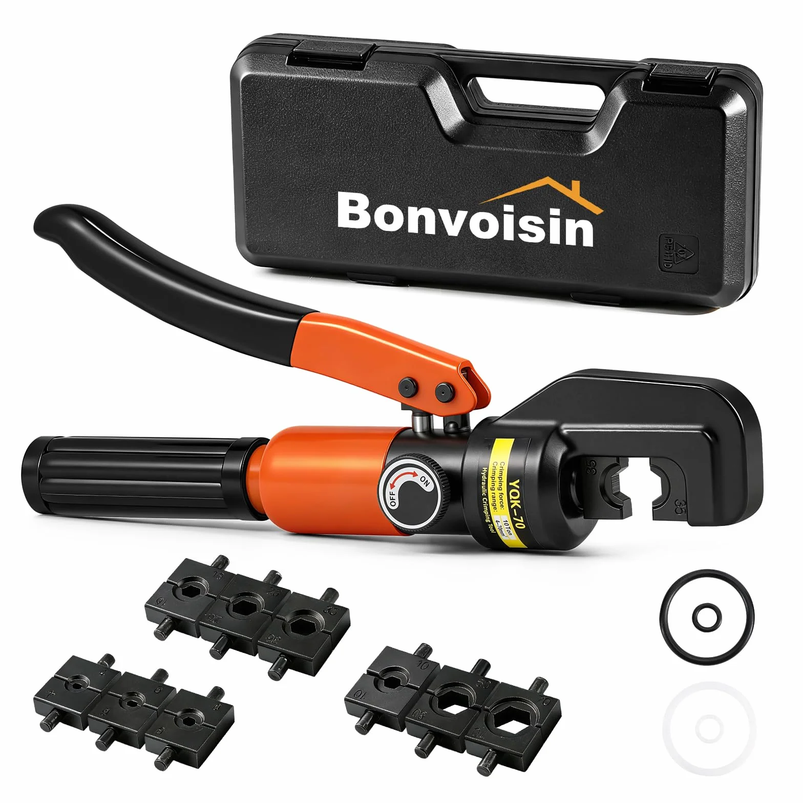 Bonvoisin Crimpadora Hidráulica 9 Juegos de Moldes 4-70mm Cuadrados Mango Aislado Cuerpo de Acero