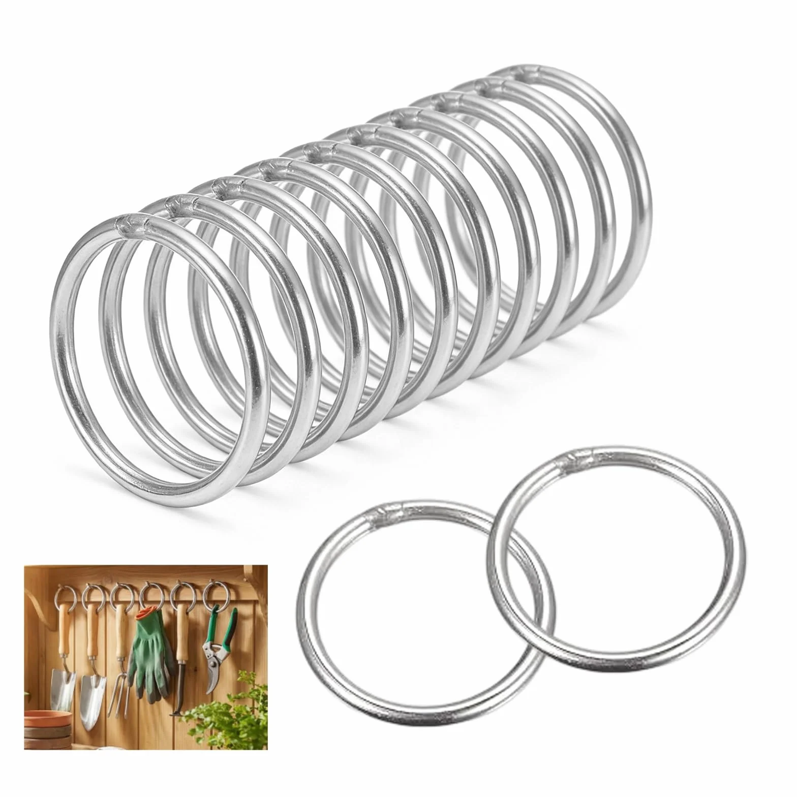 Anillas Acero Inoxidable 30 mm Soldadas para Correas Perros Paracord Cierres