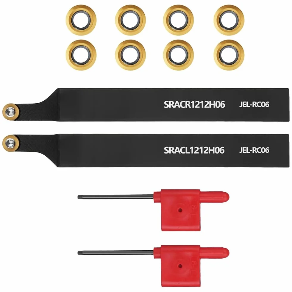 Portaherramientas de Torno SRACR/L1212H06 1/2 Pulgada, Torneado y Perfilado, 2 Herramientas, Inserto RCMT0602