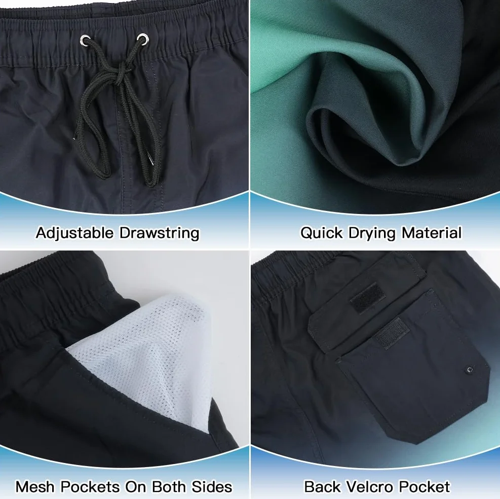 flintronic Traje de Baño Hombre con Forro Compresión, Bañador Hombre Pantalones de Doble Capa, Pantalones Cortos de Natación Secado Rápido, Shorts de Baño para Playa