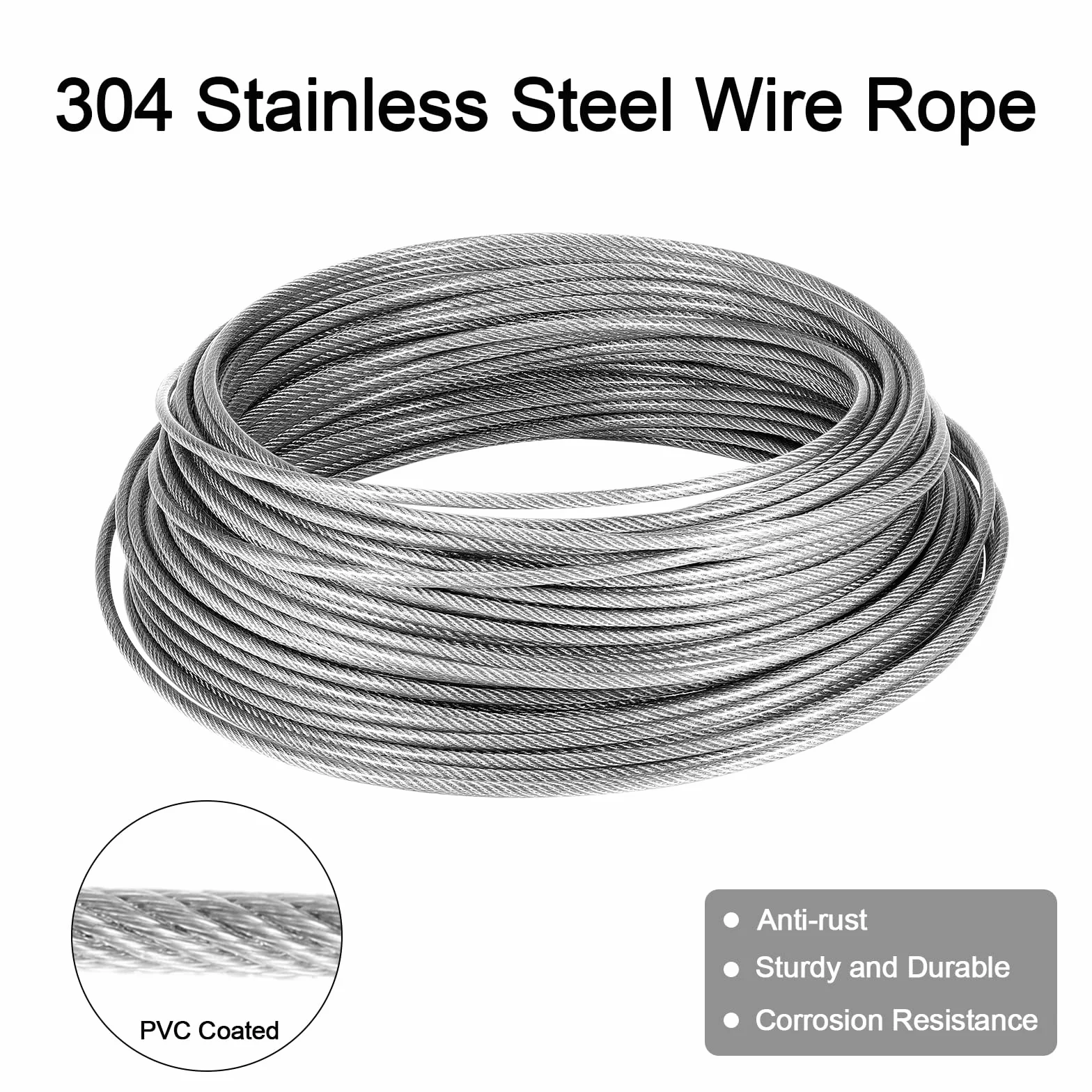 Kit de cables de acero inoxidable 30m Φ 3mm, cable recubierto PVC con tensor M5 para plantas trepadoras