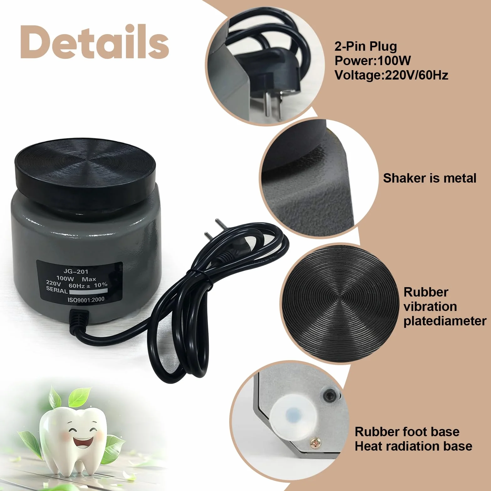 Placa Vibratoria de Yeso 4 Pulgadas 220V 100W Eléctrica Velocidad Ajustable