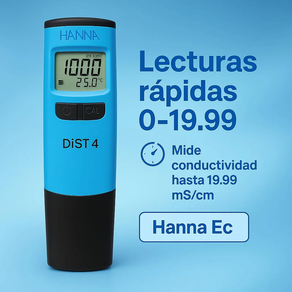 HANNA Instruments HI 98304 Medidor de Conductividad EC Tester Portátil Rango Alto 0 a 20.00 mS/cm Electrodo Reemplazable